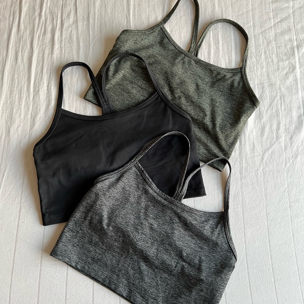BUNDLE (3) Aerie Offline Recharge Least support Sports Bra’s (green,black,gray)